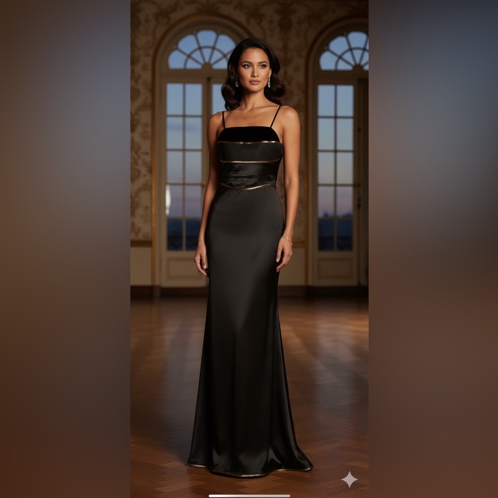 Suzanne Ermann Couture Paris Long Strapless Black‎ Evening Gown 38 FR 6 US $2700